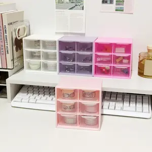 6-Drawer Desktop Organizer Box, Multi-Color Options, Space-Saving Cube, Transparent Drawers, Smooth Sliding Tracks, Ideal for Desk Storage