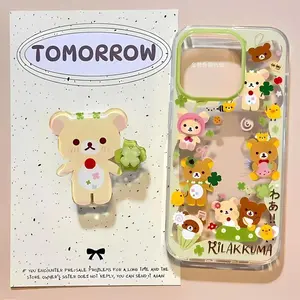Kawaii Rilakkuma Stylish Phone Case for Iphone 15 14 13 12 11 Pro Max Plus Slim Protective Shockproof Cover Anime Plush Toy