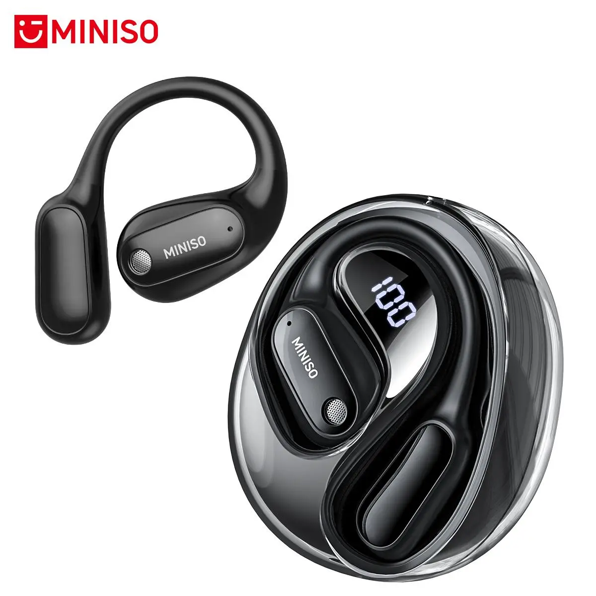 MINISO MS190 Translation Earbuds, Bluetooth-compatible 6.0 Earphones, Audio Wireless Earbuds for Music & Phone Calls, Smart Wireless Headset, Multifunctional Earbuds, IPX5 Waterproof Sports Open Ear Headphones