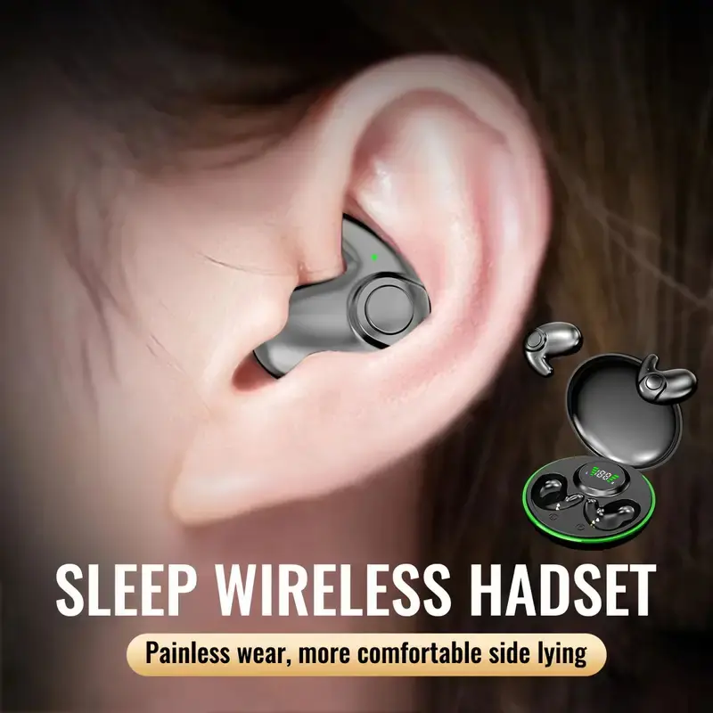 Ultra Thin Sleep Bluetooth Earphones Wireless Noise Reduction Stereo Sound LED Display Long Battery Life IOS Android Compatible Preferred Gift