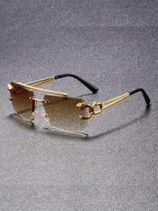 Unisex Plastic Frameless Sunglasses, Tinted Lens Glasses, Casual Style for Outdoor Activities, Streetwear, Vacation, Driving, All Seasons Use