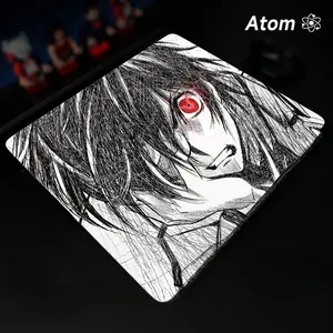 ATOM Mouse Pad Anime Mousepad Anime Character Tempered Glass Mouse Pad, Laser Engraved Photovoltaic Glass, Super Slip Surface, Non-slip Honeycomb Base FPS Gaming Mouse Pad, Gaming Room Accessories