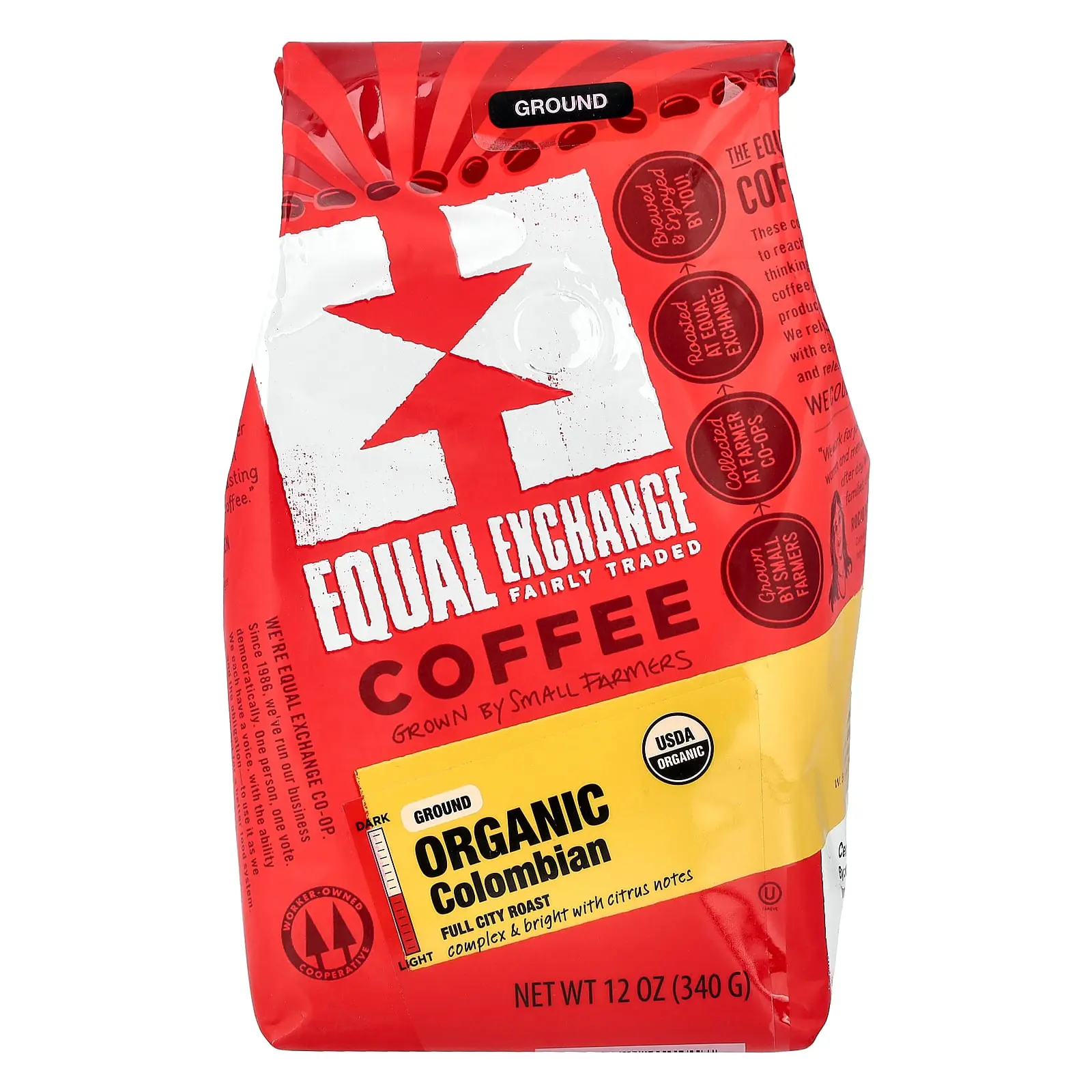 Equal Exchange Organic Coffee, Colombian, Ground, Full City Roast, 12 oz (340 g) Equal Exchange Organic Coffee, Colombian, Ground, Full City Roast, 12 oz (340 g)