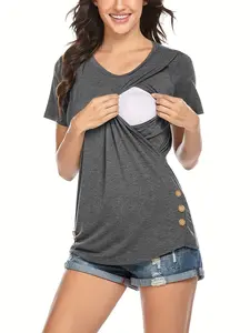 Maternity short-sleeved shirt, Casual Fit Maternity, casual summer T-shirt, maternity dress, shirt, breastfeeding clothes