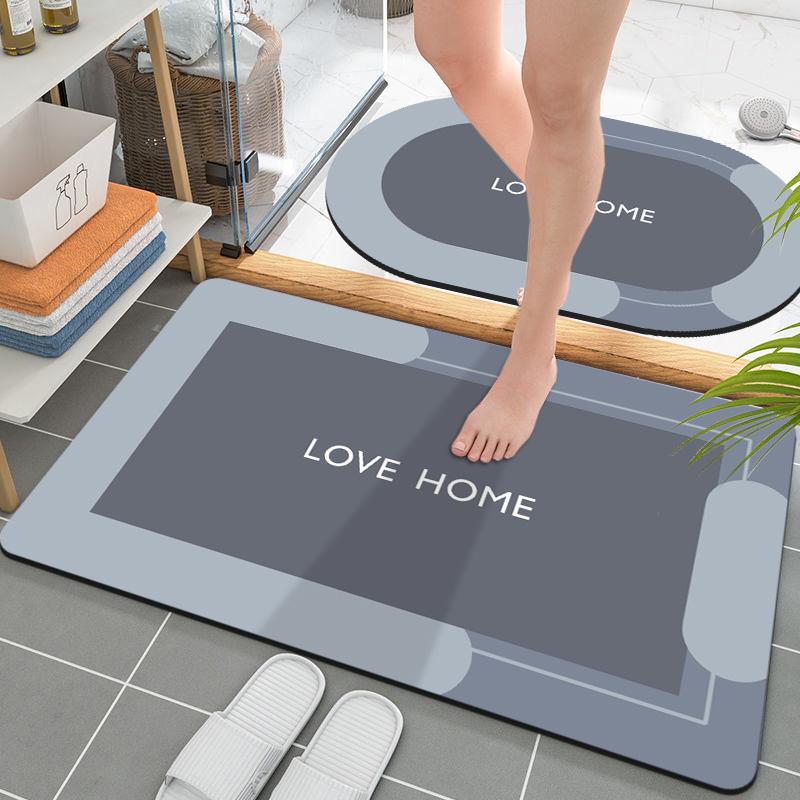 2-Piece Set, 0.1-Inch Thin Model Quick-Drying Bathroom Anti-Slip Mat, Water-Absorbing Mat, Room Decoration, Suitable For Hotels Washbasin