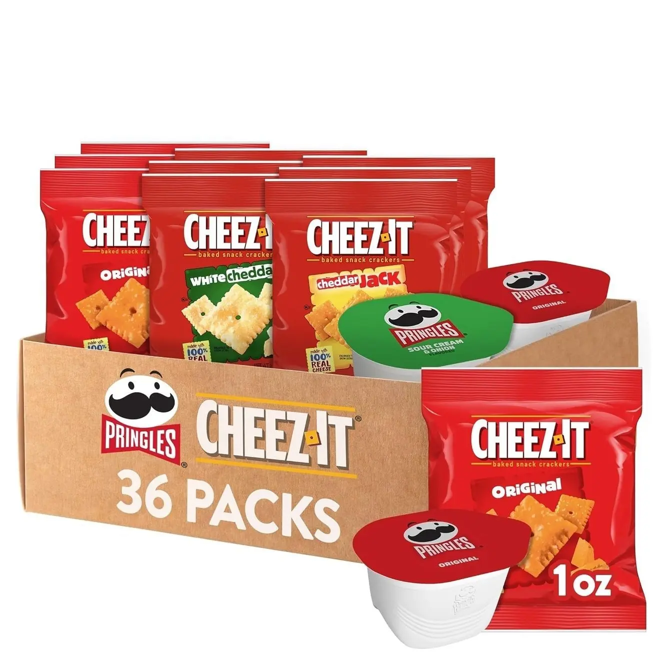 Pringles and Cheez-It Variety Pack, Lunch Snacks, Kids Snacks, Variety Pack (36 Count)