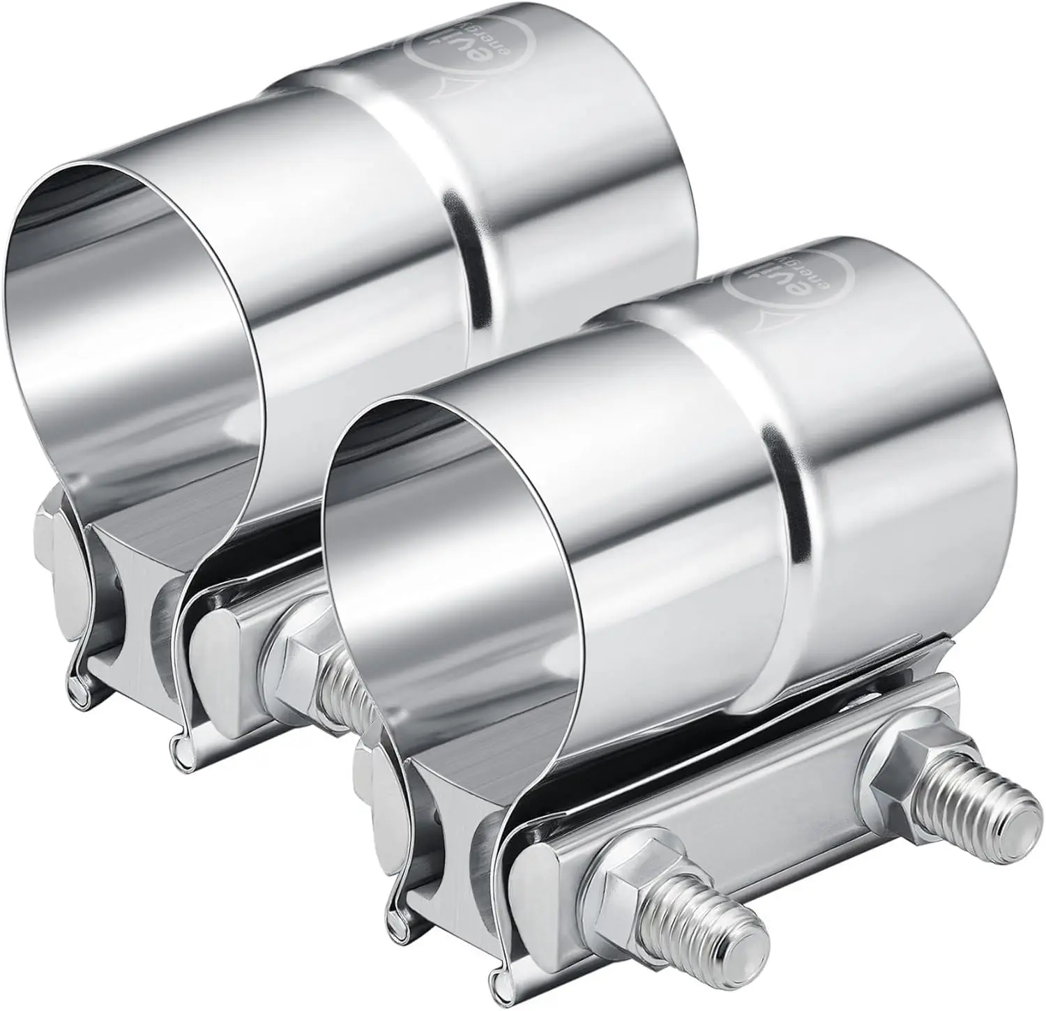 2.5'' Exhaust Clamp, 2 1/2in Lap Joint Band Clamp Stainless Steel for Pipes, Mufflers, Catalytic Converters (2PCS, 2.5 inch)