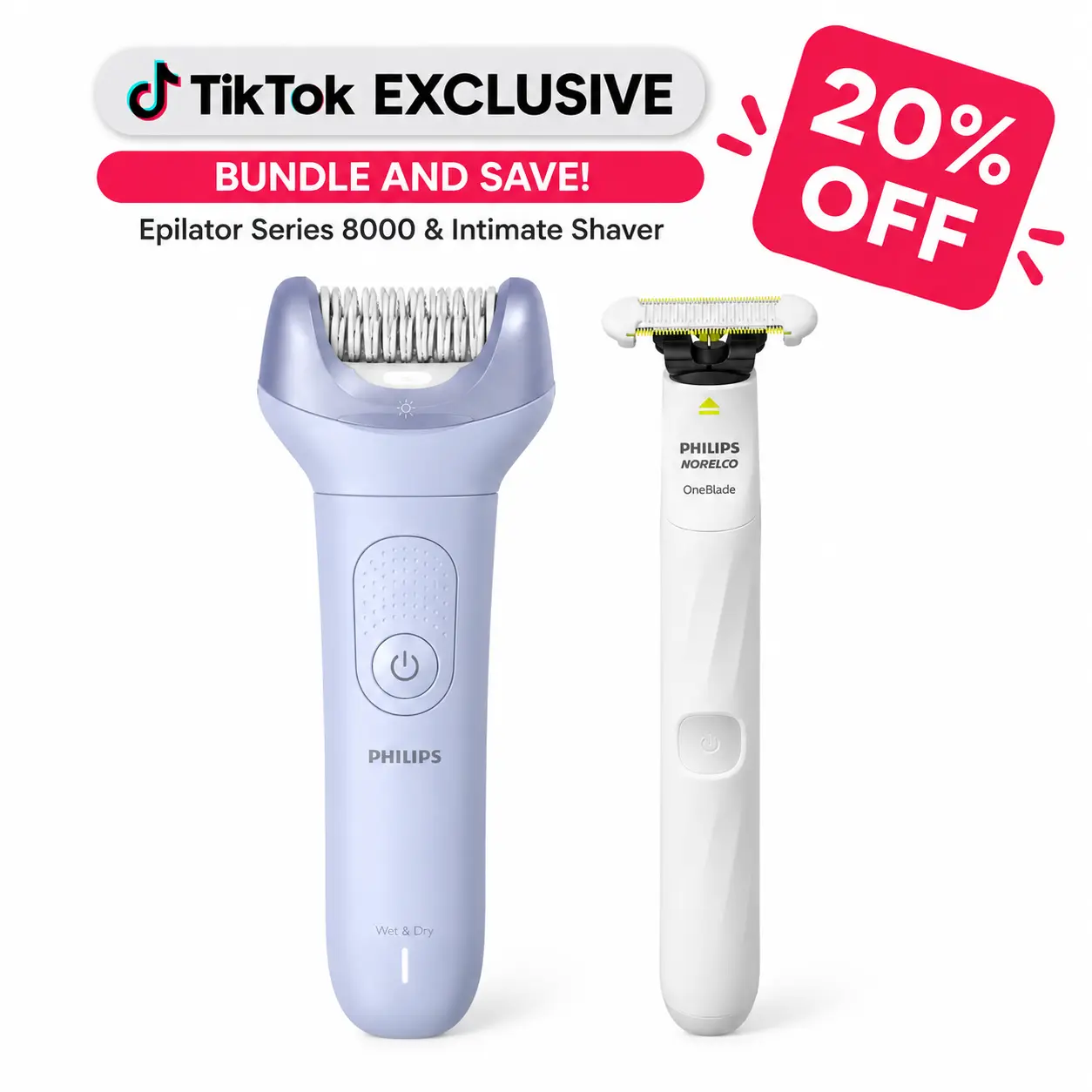 Philips OneBlade Intimate Pubic Groomer & Epilator Series 8000 Bundle