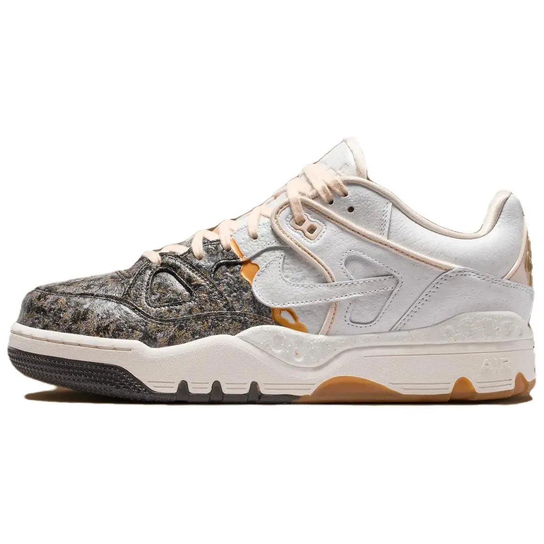 Men's Nike x NIGO Air Force 3 Kintsugi Low-Top Sports Shoes, Domestic Edition White-Gray Athletic Footwear