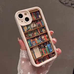 A Creative Animated Bookshelf Pattern Matte Phone Case, Suitable for iPhone 17 Air/16 Plus/15 Pro Max/14 Pro/13/12/11/XS Max/X Phone Case, Ideal Gift for Family, Friends, Lovers, Boyfriend, Girlfriend, Best Choice for Holiday Gifts TY936