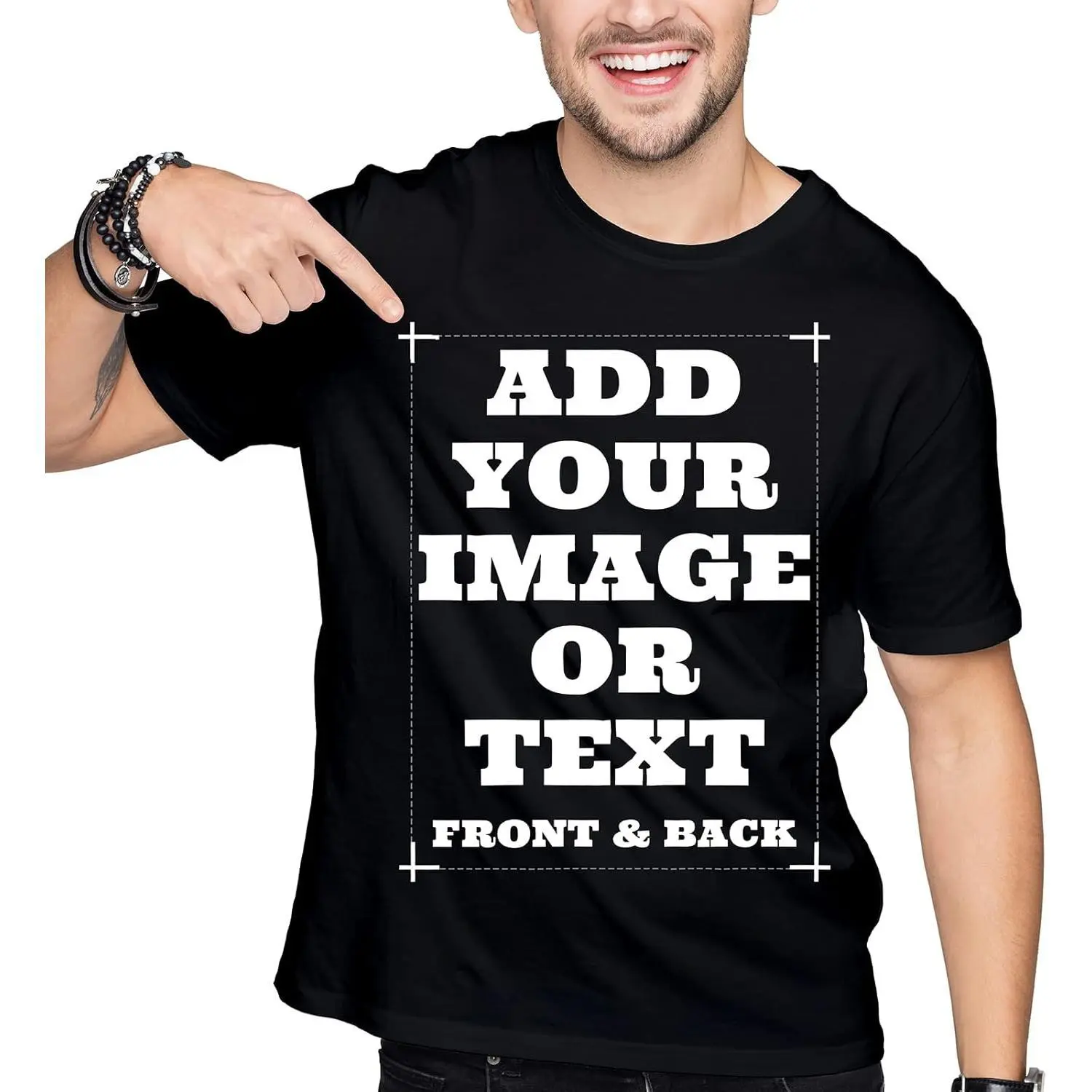 Personalized Cotton T-shirt for Men and Women Customizable Graphic Design Front and Back