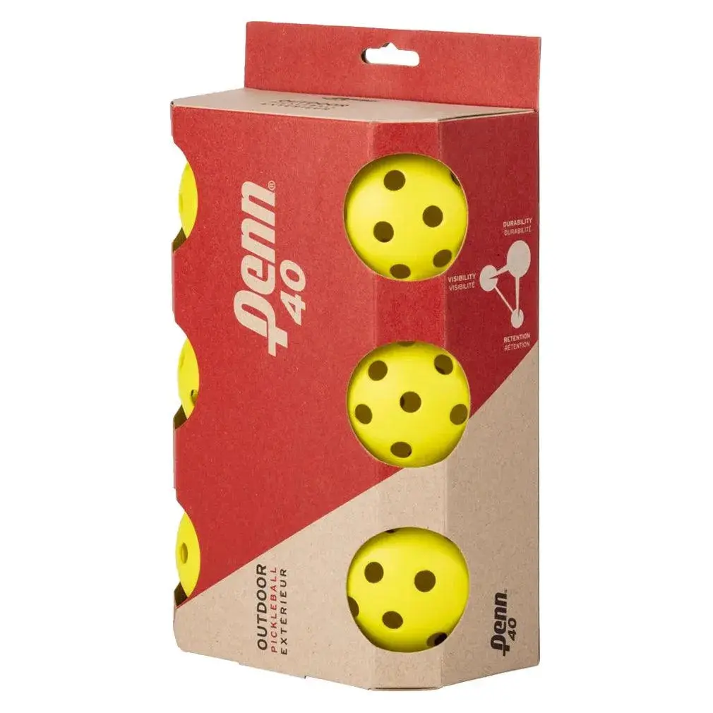 Championship Outdoor Pickleballs, 6-Pack Forgiving and Softer Ball with High Level of Visibility, Ideal for Outdoor Play and Practice, Slightly Slower Bounce, Teaching Beginners
