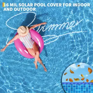 Solar Cover for Pool - 16-Mil 16x32 Foot Rectangle Pool Cover, Bubble Heating Blankets, UV-Resistant & Energy Efficient, Solar Covers for Inground & Above Ground Pools, Spas, Hot Tubs