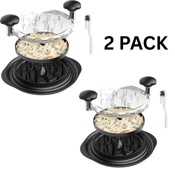 2-Pack TwistPro Kitchen Chicken Shredder Gadget - Stylish Large BPA-Safe Plastic Set with Full-Coverage Shredding Teeth, Flower-Polka Dot Design, Dishwasher-Safe Lid for Fast Shredding (Black) - Ideal for BBQ Lovers, Fitness Fans, Gift for Foodies