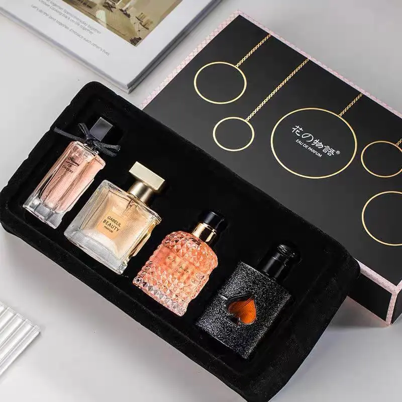 Women's Perfume Gift Set Contains 1x30ml bottle and3x25ml bottles Floral and fruity scents 4-piece fragrance collection  perfect birthday gift，fruit scent，pop eau，different flavor，toilette spray gift box，Women's Fresh Fragrance Set