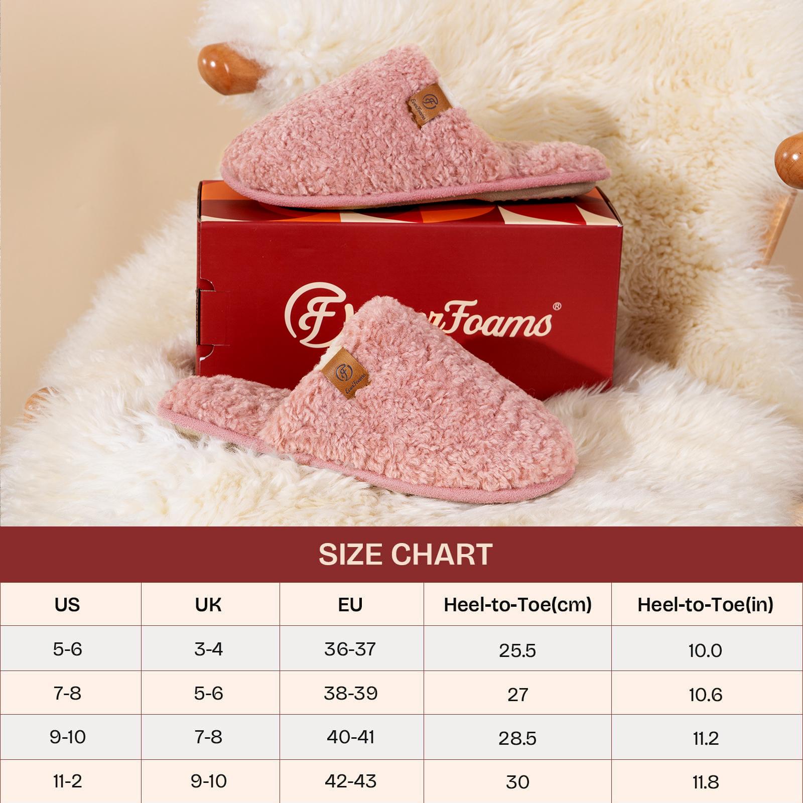 EverFoams Women's Fuzzy Slip-on Slippers Warm Cozy Soft Lightweight Memory Foam Indoor House Shoes EverFoams Women's Fuzzy Slip-on Slippers Warm Cozy Soft Lightweight Memory Foam Indoor House Shoes