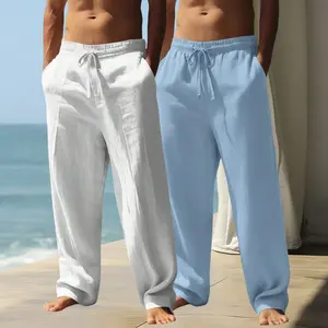 Men’s wide-leg casual pants — new for summer; loose fit, breathable and comfortable long trousers; stylish, versatile, with a nice drape; straight-cut design.