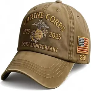USMC 250th Anniversary Hat - Washed Retro Baseball Cap, Commemorative Gift for Marines, Veterans & Military Supporters