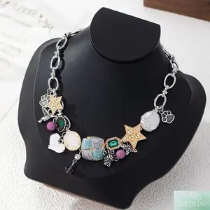 Bohemian Charm Necklaces for Women - Bull Head & Bee Pendant, Vintage Hand-Painted Enamel Charms, Gold Hardware Chain, Stacked Link Unique Craft Jewelry, Stylish Accessories for Valentine's Day & Casual Music Festival,summervibes, Bee Part Necklaces, Char