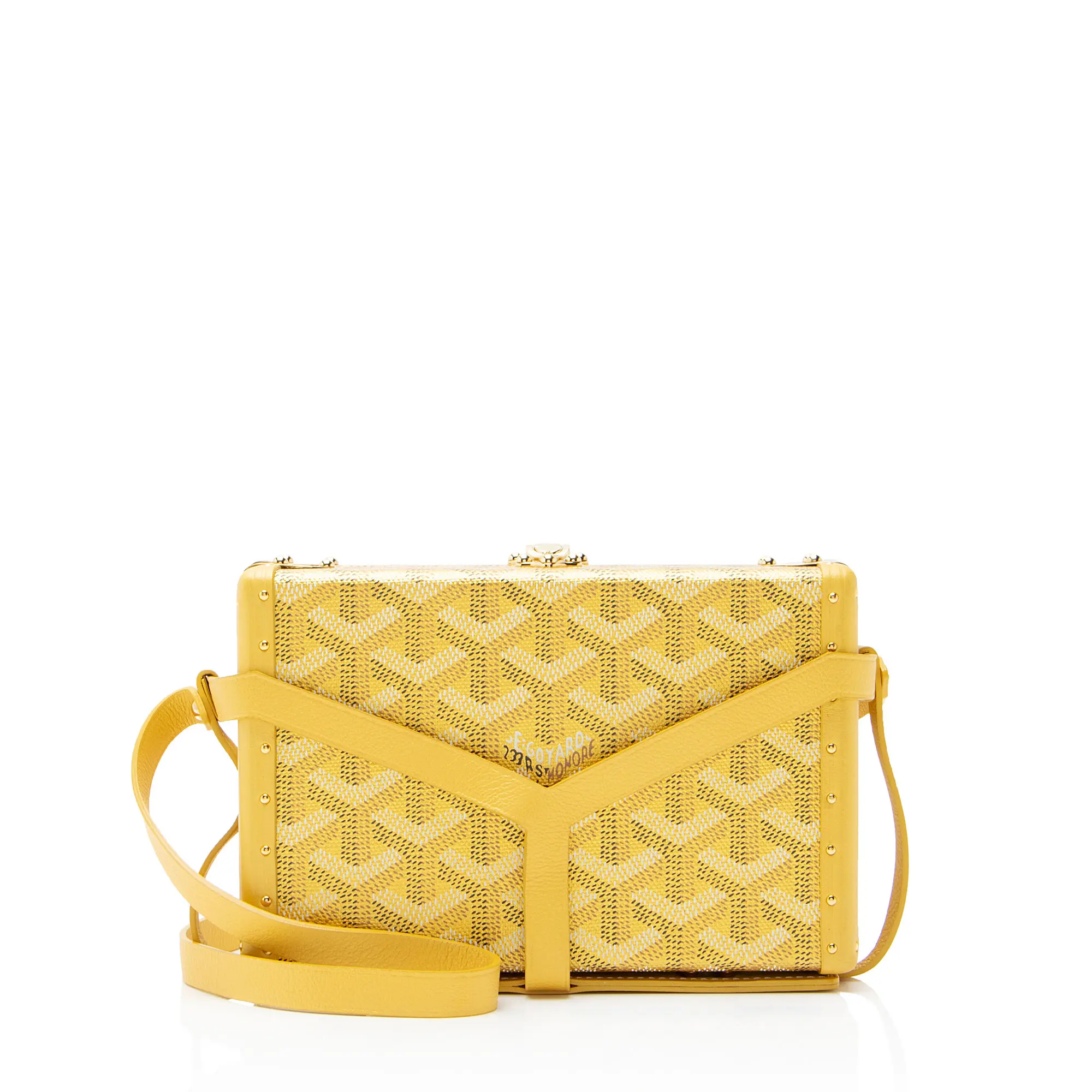 Pre-owned Goyard Leather Clutches & Wristlets Goyardine Canvas Minaudiere Trunk Shoulder Bag