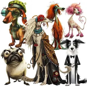 Vintage Crazy Animal Theme Sticker (90pcs), DIY Self-adhesive Decorative Sticker, Scrapbooking Supplies, Junk Journal Kits, Crafts, Watercolor Art, Gift Decoration, Art Stickers