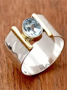 1pc Unique Retro Blue Cubic Zirconia Ring for Men Women Silvery Ring Birthstone Ring Party Jewelry Birthday Anniversary Gift