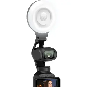 LED Light for DJI OSMO Pocket 3 Accessories, Auto-Follow Gimbal Selfie Vlog Video Auxiliary Fill Lighting, CRI≥95, 3-Color Temp 2500-9000K Brightness Adjustable, 2W USB-C (Black)