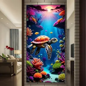 Sea Turtle Pattern DIY Diamond Arts Colorful Painting Kit without Frame, DIY 5D Diamond Arts Colorful Painting Kit, Wall Art Decor for Home Living Room Bedroom