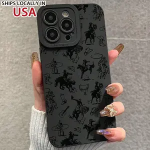 Western Cowboy Pattern Phone Case, Anti-fall Phone Protector Cover, Shockproof Phone Protective Case Compatible with iPhone 15 14 13 12 11 Series, Smartphone Case