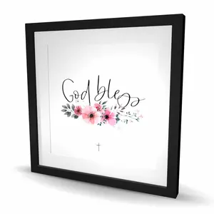 Begin Home Decor C1FM2424LAA6LF 24 x 24 in. God Bless - Pink Motivational Framed Print Wall Art for Home Decor