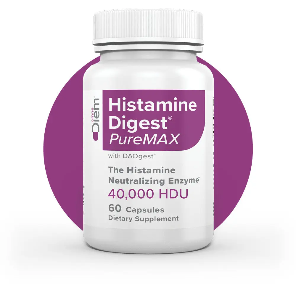 PureMax Histamine Digest Daily Dietary Supplement - 40,000 HDU Diamine Oxidase (DAO Enzyme) for Histamine Intolerance, US-Made Digestive Formula, 60 Capsules