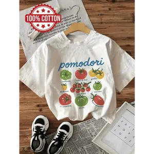 Women's Vintage Casual Short Sleeve Crew Neck T-Shirt, Pomodori T-Shirt, Women's Retro Graphic Tee, Trendy Gift T-Shirt, Everyday Wear, Unisex Funny Cotton Tshirt, Top Womenswear Streetwear