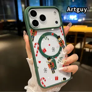 Compatible with iPhone 17 Pro Max 16 Plus 15 14 13 12 11 XR Air E Magnetic  Case Nutcracker Christmas Dream Acrylic Back TPU Edges Clear Shockproof Air-Guard Corners Cellphone Cover for Boy