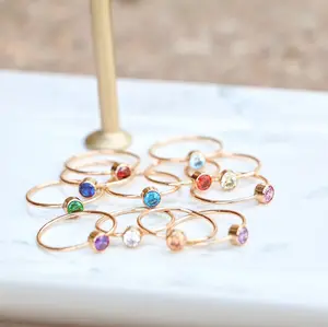Birthstone Ring | AAA Cubic Zirconia stones | Minimalist Ring with Natural Birthstone | Size 3 - 15