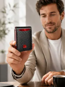 Stylish RFID Blocking Mens Wallet with Carbon Fiber Texture, Compact Wallet with Card Slots and Money Clip for Business Travel Outdoor Everyday Use, Wallet Gift for Men, Perfect Christmas Surprise for Him, RFID Blocking Wallets