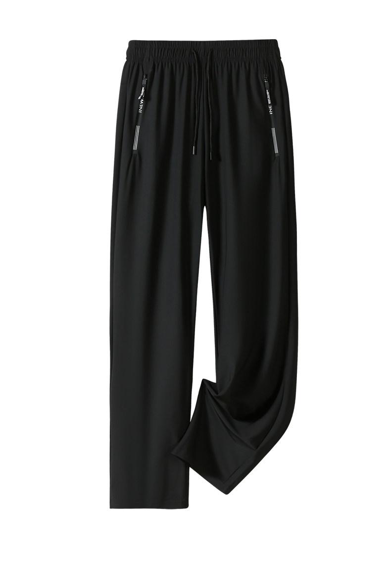 3PCS Ice Silk Pants With Zipper Pockets Sports Pants High Elastic Closure Drawstring Tight Leggings Thin Long Pants Quick Drying Pants Outdoor Activities Trousers Gym Sportswear Bottoms