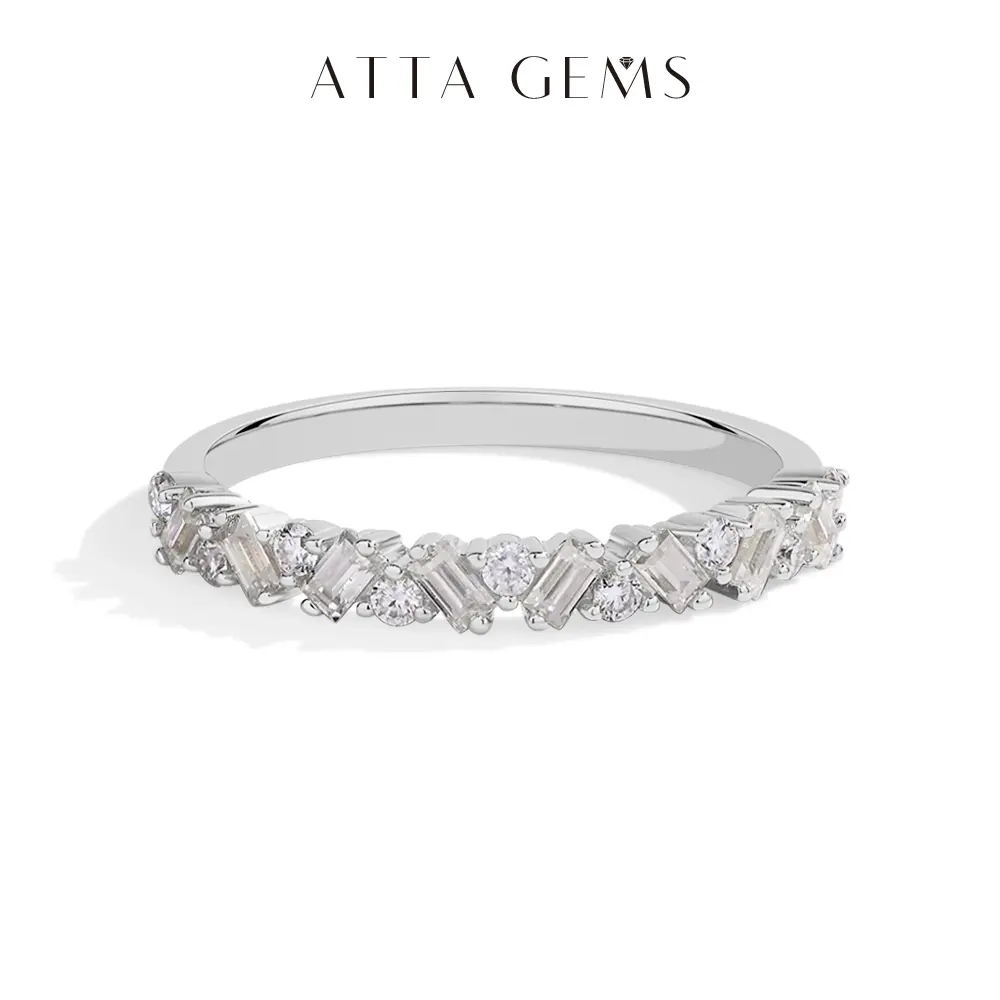 Sparkling Synthetic Moissanite Rings for Women D Color VVS1 Baguette Matching S925 Sterling Silver Wedding Band Engagement Jewelry Gift R224, Engagement Rings summerwins