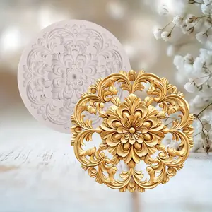 Embossed Floral Round Silicone Molds, Candle and Soap Making Molds, Epoxy Resin and Polymer Clay DIY Molds, Creative Home Decor, Valentine's Day Mother's Day Christmas DIY Gift Tools
