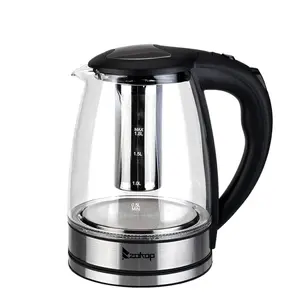 Winado 1800W/1.8L Electric Glass Kettle US Plug, LED Light, Auto 5 Minutes Shut-off, Boil Dry, Overheat Protection, BPA-Free, for Coffee, Tea, Soup, and More