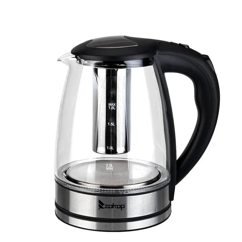 ZOKOP 1800W 1.8L Thermostatic Stainless Kettle - 110V 50-60Hz US Plug, 3.31lbs, Color-Shift LED, 5-Min Auto Shut-Off, Boil-Dry/Overheat Guard, BPA-Free 304 Steel Heating, 360° Easy Docking, Ergonomic for Coffee/Tea