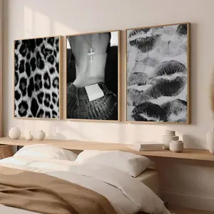 3pcs Fashion Chic Wall Art Picture Y2k Prints Canvas Paintings Kiss Lips Posters Black And White Aesthetic Girly Decor For Bedroom, Living Room, Or Dorm Room Decor Gift For Her Unframed