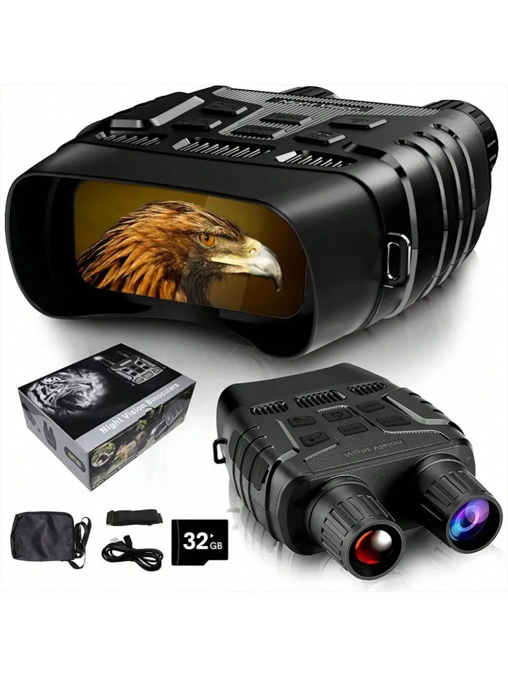 Gaomon 4K Black Night Vision Goggles - Full-Color Infrared Monocular/Binoculars, 32GB Memory Card Included, for Outdoor Travel, Hunting, Surveillance, Digital Zoom Binoculars, 32G Memory Card