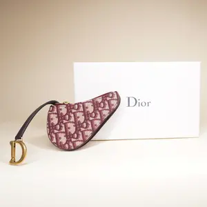 Pre-owned Dior Canvas Small Leather Goods Oblique Saddle Coin Purse