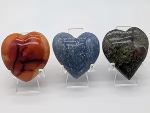 Large Puffy Hearts| available in Carnelian, Blue Aventurine, and Bloodstone| includes stand