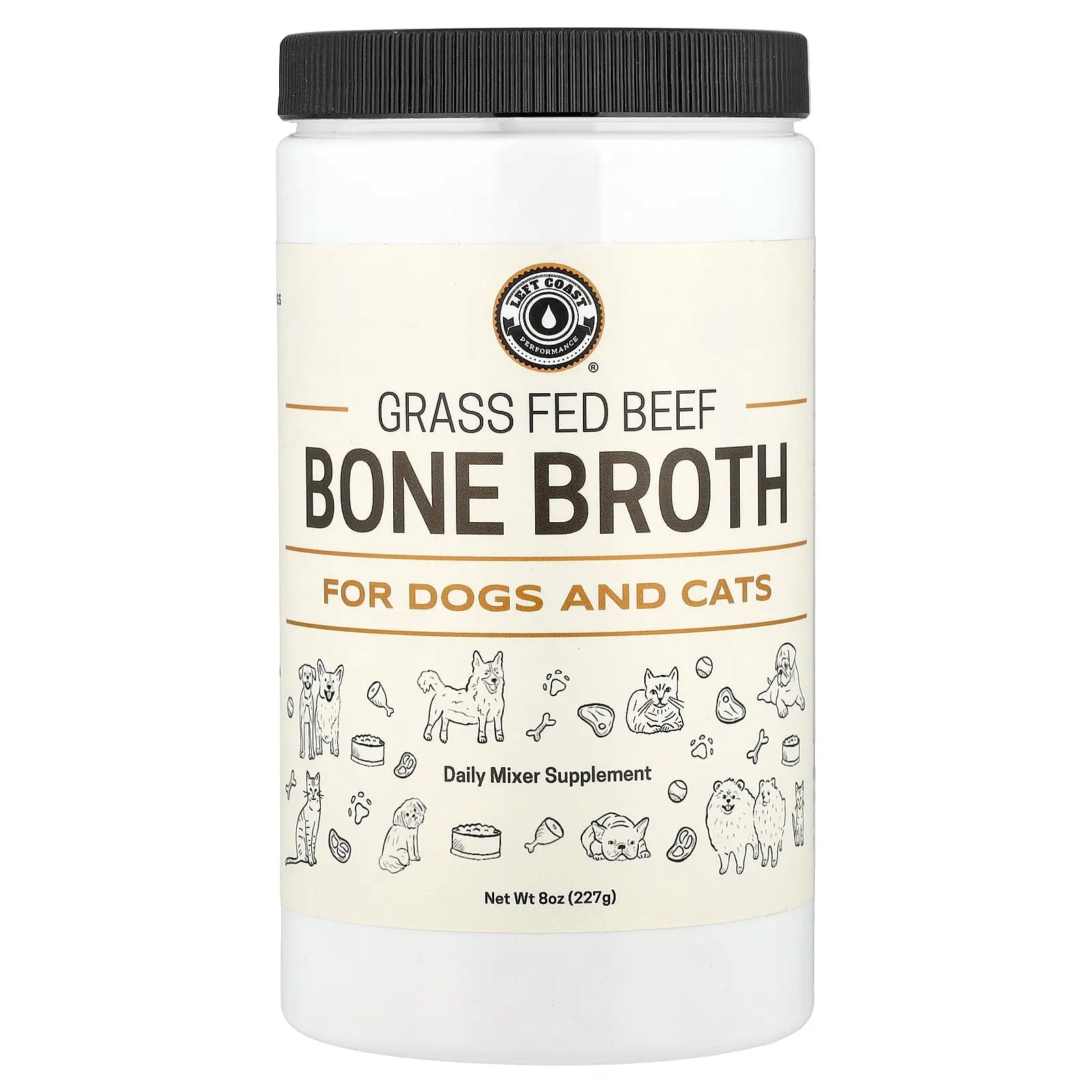 Left Coast Performance Grass Fed, Beef Bone Broth, For Dogs and Cats, 8 oz (227 g)