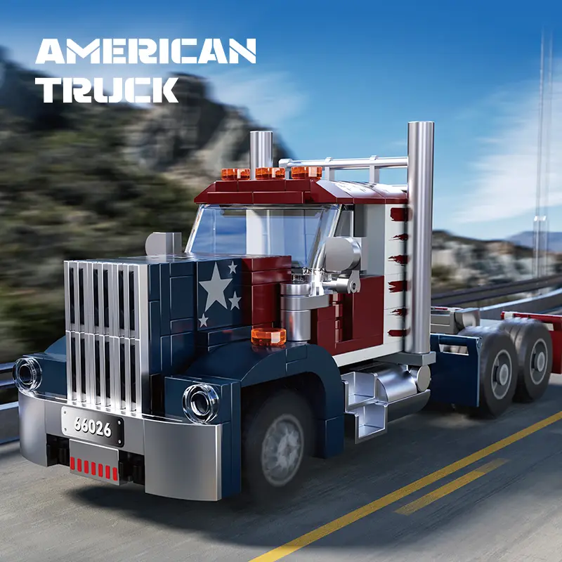 269pcs American Truck Head Building Set, Building Block Sets, Engineering Vehicle Blocks, DIY Construction Toy, Kids Educational Gift, Christmas Birthday Present, Building Block Model