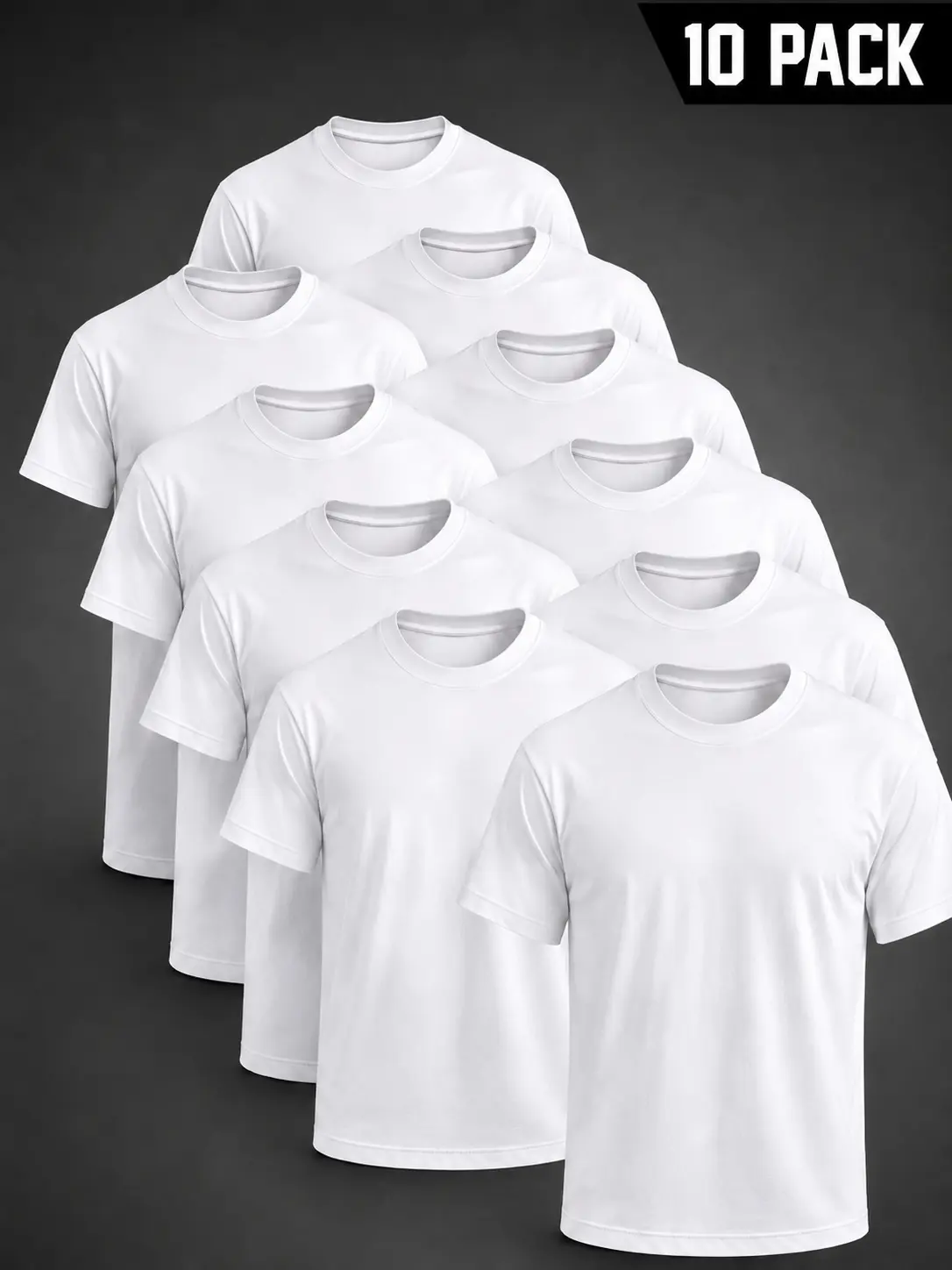 Pure White Cotton Crew Neck T-Shirt Bulk Set, Blank 100% Cotton Short Sleeve Tees, Unisex Plain Multipack Outfit for Custom Printing & Daily Undershirts
