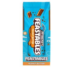 Feastables by Mr.Beast - Peanut Butter Chocolate Bar - for Adults & Kids, Chocolate, Candy, Cocoa Sweet & Crunchy Snack, Fairtrade Certified, Kosher, Perfect for Gifting or Snacking