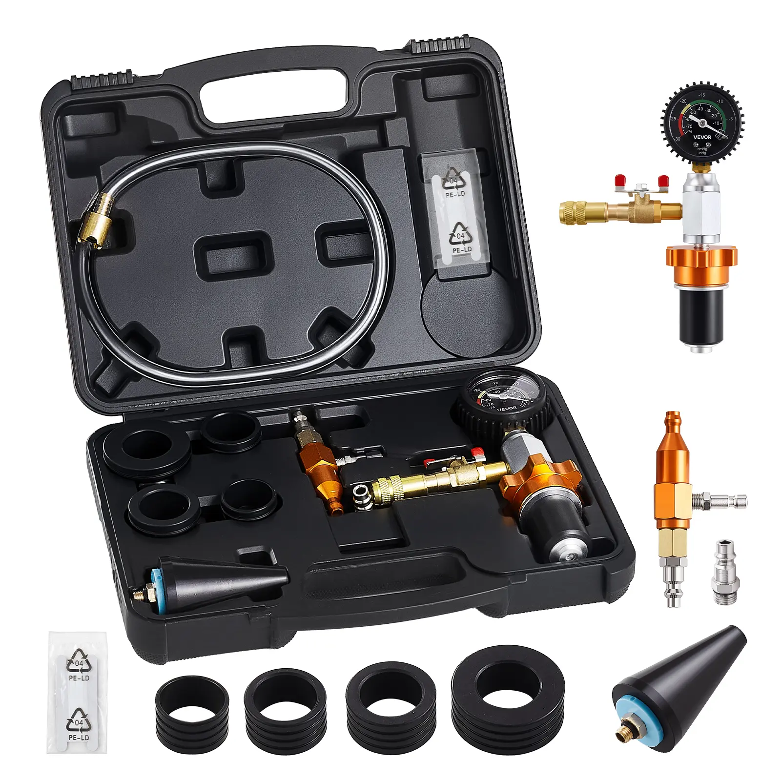 【summerfinds】VEVOR Radiator Vacuum Refill Kit, Automotives Cooling System Vacuum & Purge Fill Tool with Gauge, Portable Radiator Coolant Filling Kit with Toolbox, Universal Fit for Most Cars Vans SUVs and Trucks, Cars Accessories, Car Tools,father'sday