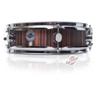 Piccolo Snare Drum 13" x 3.5" by GRIFFIN | 100% Poplar Wood Shell with Black Hickory Finish & Coated Drum Head | Professional Drummers Deluxe Percussion Instrument with Bright Tone & Brilliant Attack